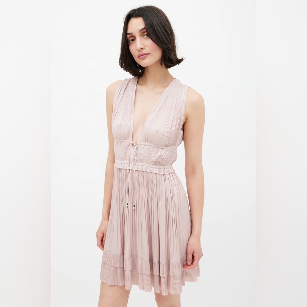 Ulla Johnson - Pink Pleated V-Neck Mini Dress - Giselle Dress